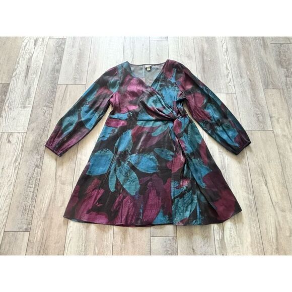 Ava & Viv shimmery large floral knee length dress size 2X - Picture 2 of 15